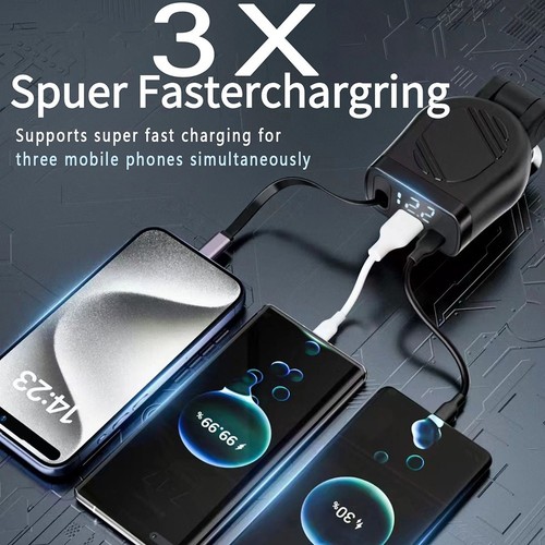 Ładowarka samochodowa 120W z chowanym kablem i pięcioma portami do Quickla - Zdjęcie 5 z 12