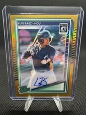 Luis Baez 2025 Panini Donruss Optic Gold Prizm Auto /10 Houston Atros #144