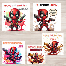 Personalised Deadpool Theme Birthday Card 10 Different Style Brother Dad Son 