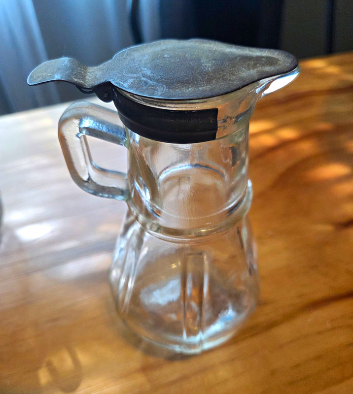 Clear Glass Pitcher with Handle & Spout, Silver Metal Flip Lid Included