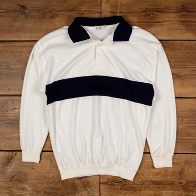 Vintage C Palmer Spell Out Sweatshirt L 90s Cardinal V-Neck Herren weiß