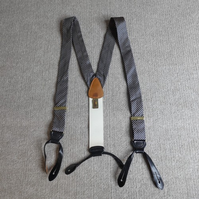 #ad Trafalgar Suspenders Blue Geometric Woven Brass Clasp Leather Loops $39.90