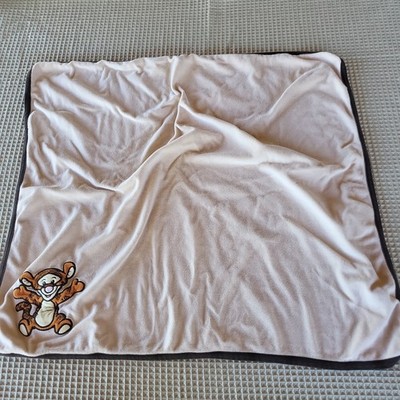 Discontinued Disney Baby Tigger blanket embroidered striped cream brown 30x26