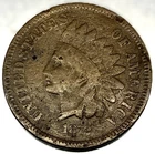 1872 Indian Head Cent VG Details Better Date Coin IHC Penny - 3344