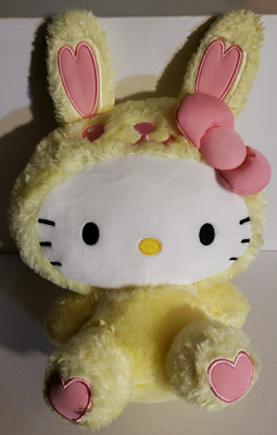 Sanrio Hello Kitty BUNNY Yellow Plush 11'' Pink Easter Hearts  Rabbit Stuffed