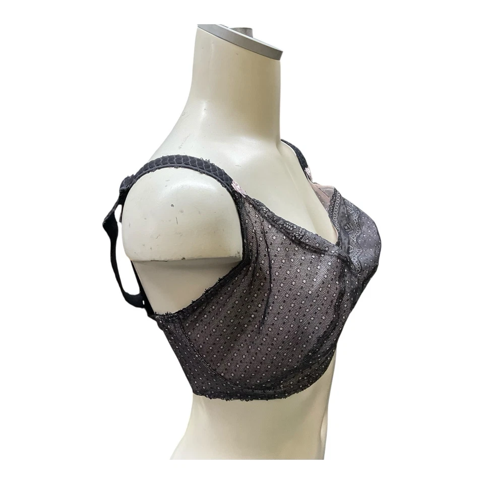 Sujetador Freya Gem AA1362BLK Negro Rosa Lunares Reino Unido 28HH Balconette Con Aros Foto 2 de 4