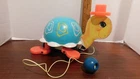 VINTAGE FISHER PRICE 1962 TIP TOE TURTLE #773 PULL BEHIND TOY MOVES BELL DINGS