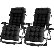 Image of Zero Gravity Recliner-Adjustable Folding Garden Chair With Cushion & Cup Holder