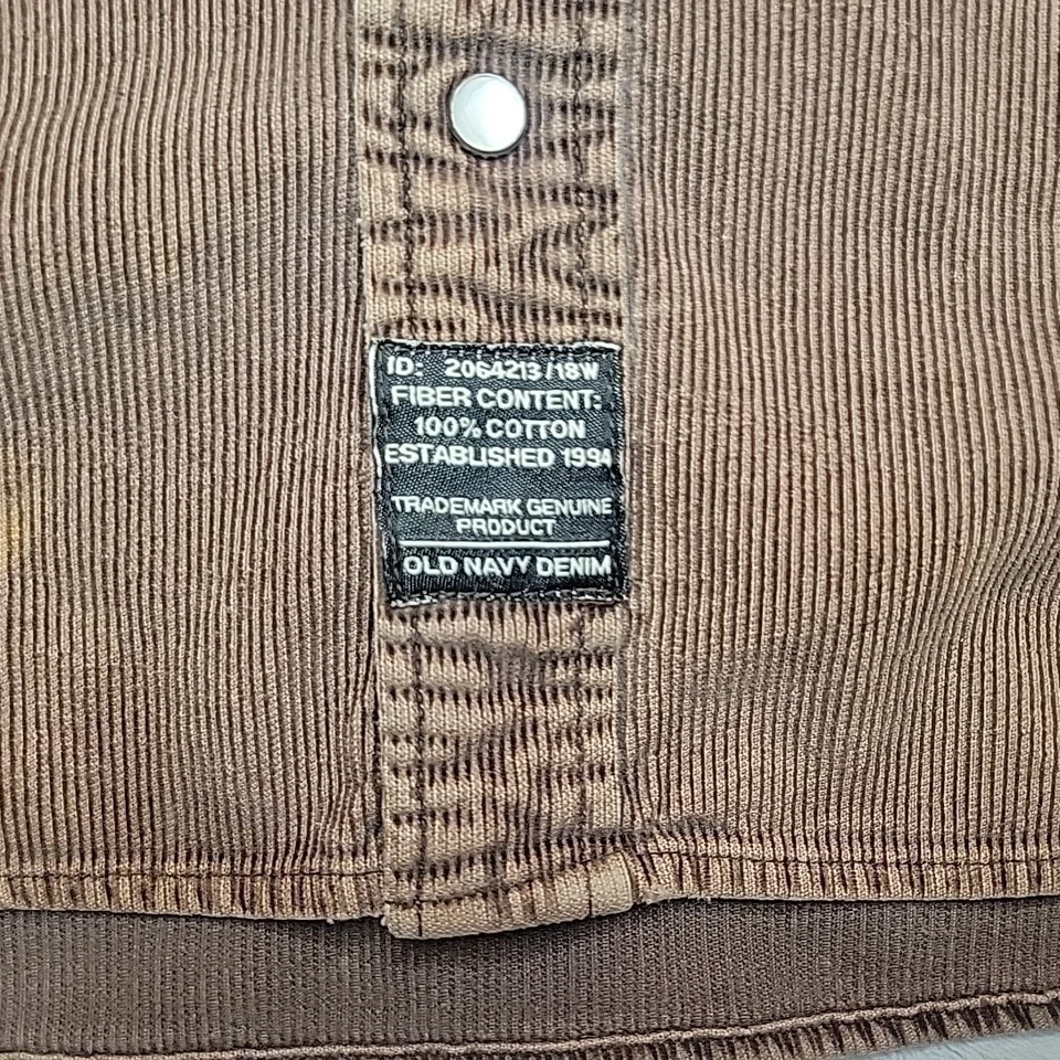 Old Navy Shirt Mens L Brown Corduroy Shacket Pearl Snap Western Yoke Y2K Retro - Image 2 of 4