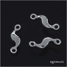 6 Sterling Silver S-Shape Link Connector Beads 9.6mm #51306