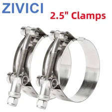 2pcs Stainless Steel T-Bolt Silicone 2.5" / 63mm ID Hose Clamps 66-74 mm