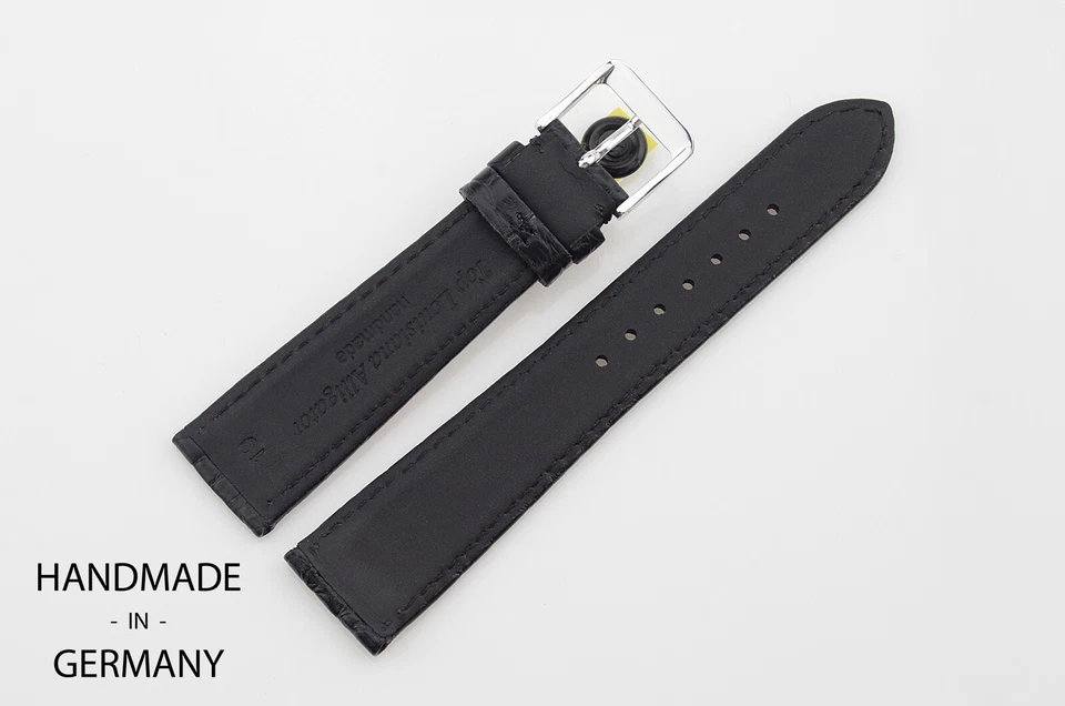 Graf Hecho a Mano en Alemania Correa Negra 19mm/16mm Louisiana Croco Band Foto 3 de 4