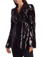 Rick Owens Sequin Blazer, Black Dust, Women's S/s 2020 Uk10 Us6 Rrp$3280