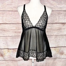 Seven 'til Midnight Black Lace and Mesh Babydoll Size 1X/2X