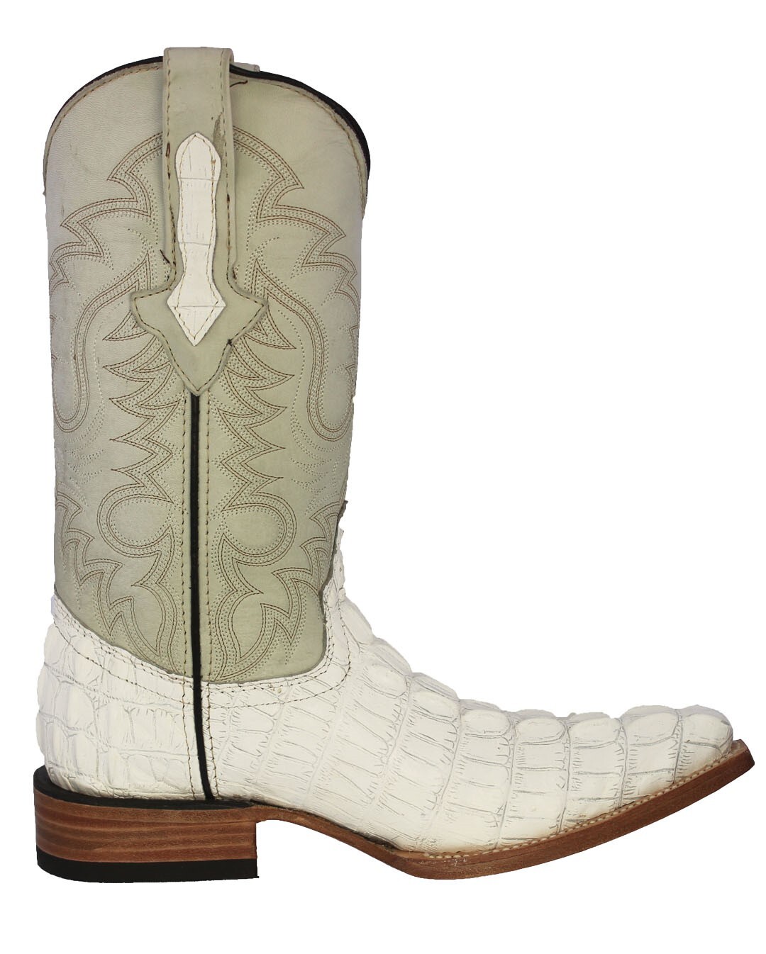 Mens White Cowboy Boots Real Leather Pattern Crocodile Tail Western