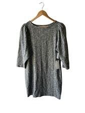 Leith Size XL Gray Space Dyed Hachi Puff Sleeve Marled Mini Sweater Dress 
