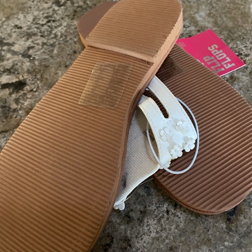 Brandneu Mädchen weiß Kunstleder Flip Flops Sandalen Größe 3/4 Jugend Kohl’s - Bild 3 von 4