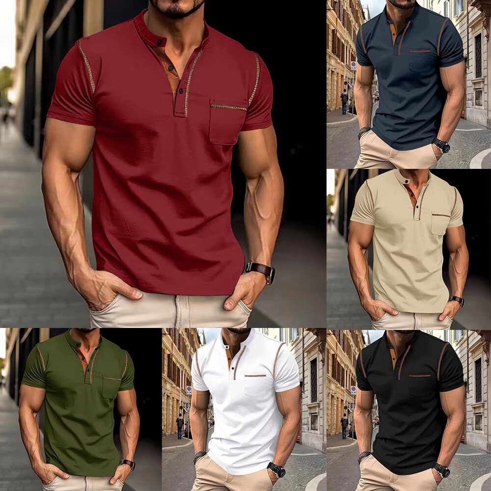 Männer T-Shirts Colorbock-Shirt Männer T-Shirt Sport Mit Kurzarm Casual B