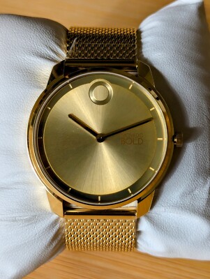 Movado Gold Tone Mesh Bracelet Trend Element Men's Watch 3601015