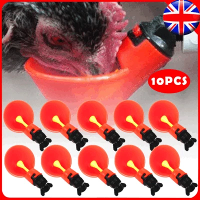 10PCS Automatic Feeder Poultry Water Drinking Cups for Poultry Chicken Hen Birds