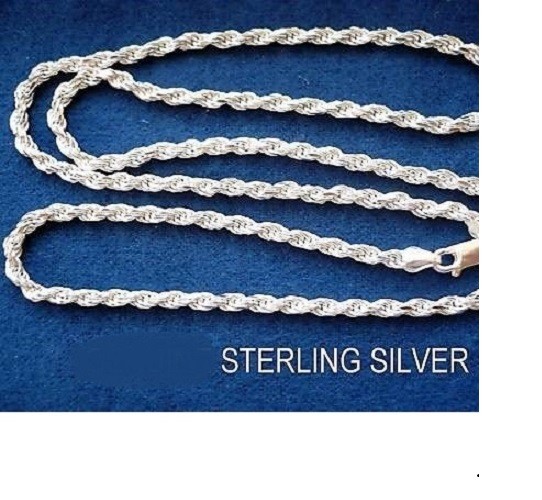 925 STERLING SILVER 2MM thick ROPE chain 22
