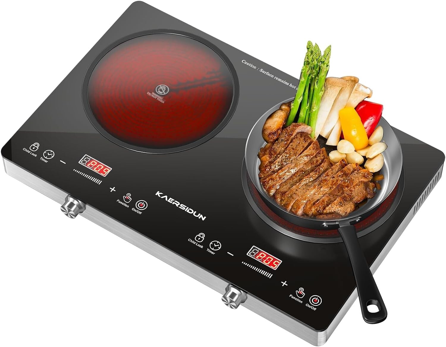 1800W Electric Hot Plate Countertop NonSlip Double Infrared Burner