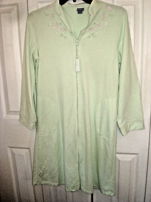 Ladies Laura Scott Zip Front Robe Green Size Medium Nwt