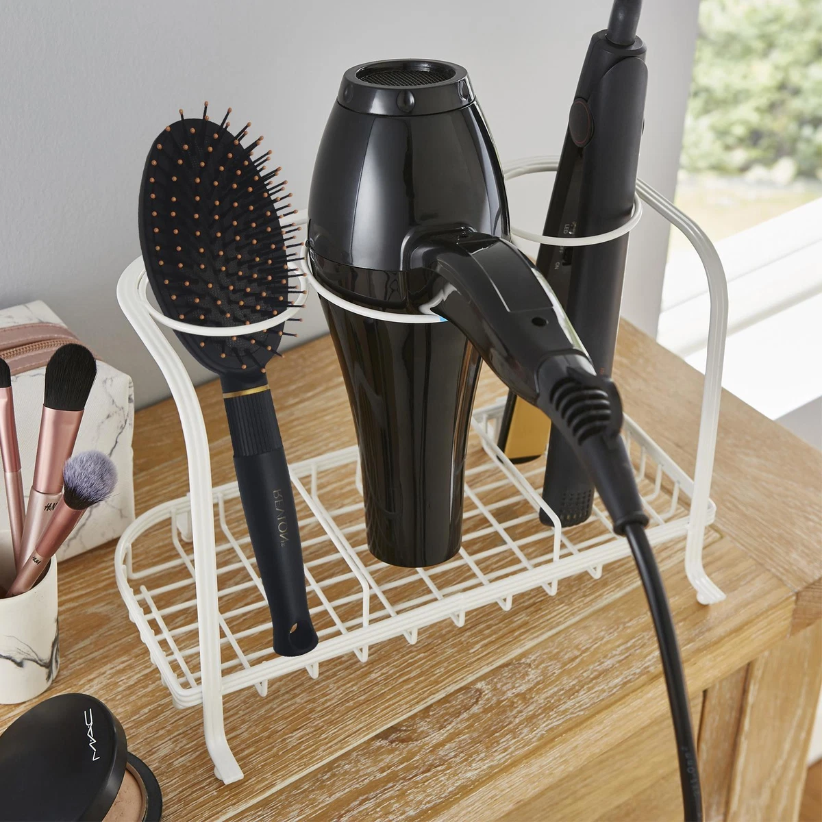 Freestanding Hair Dryer Straighteners Holder Storage Stand Cable