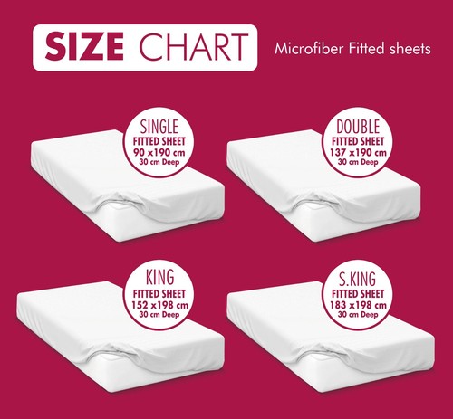 Brushed Microfibre Fitted Sheet 30cm Deep Pocket Bed Sheet Soft Bottom Sheet - Picture 40 of 67