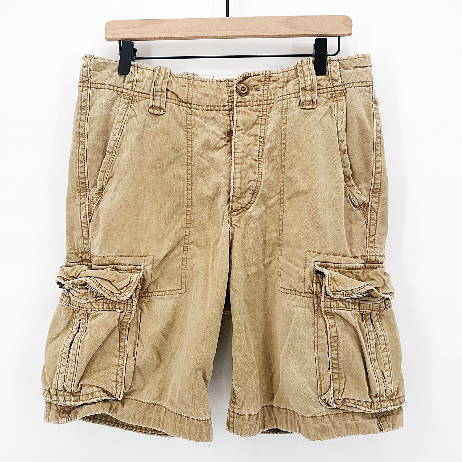 distressed khaki shorts