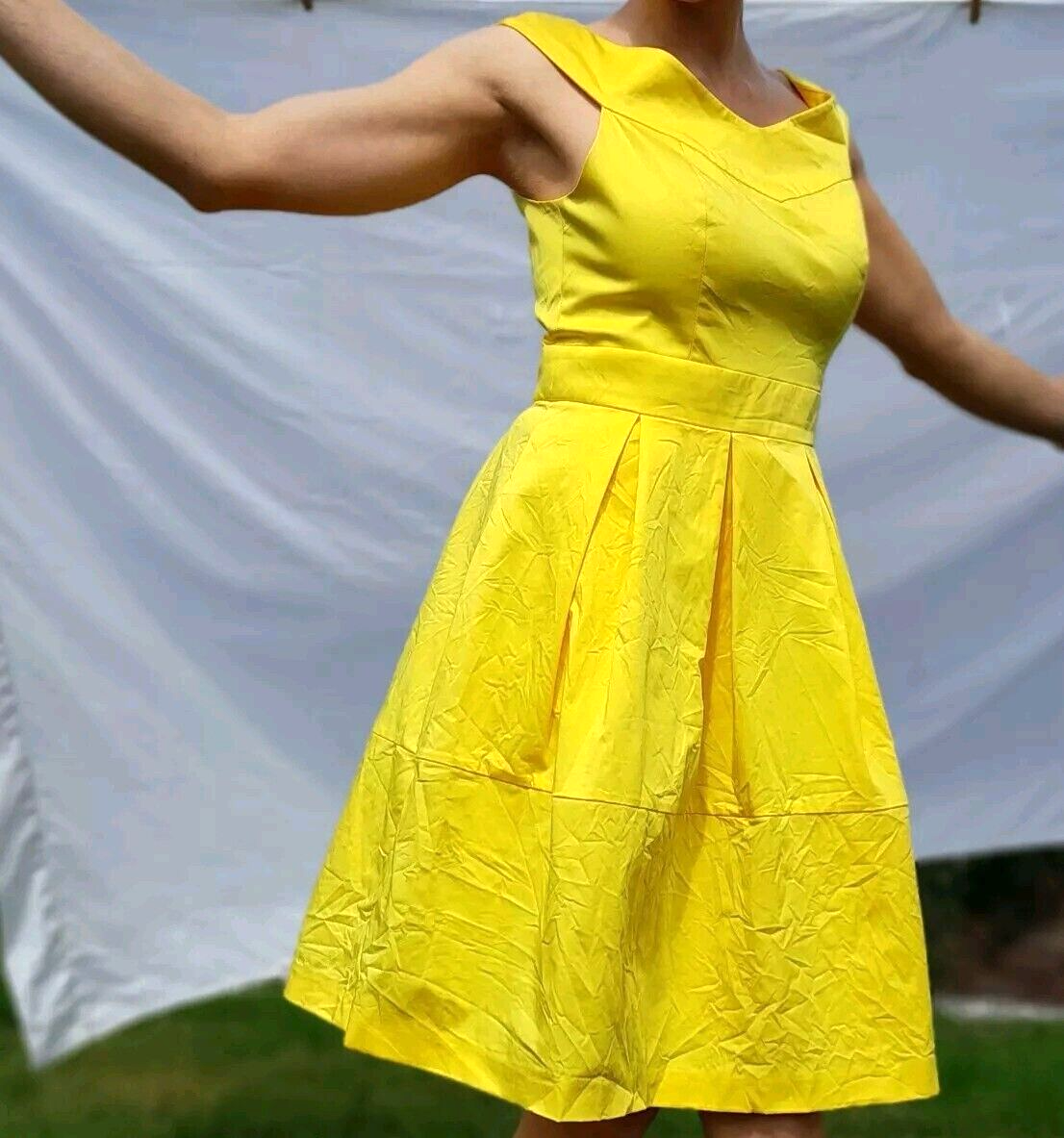 Women's TED BAKER Canary Yellow Sleeveless Skater Dress Size 2 Fit & Flare  | eBay