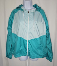 Columbia Women's Teal Full-Zip Hooded Windbreaker May Valley Size Medium NWT