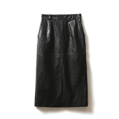 Women Mid Long Real Leather Sheepskin Front split Skirt Ladies Autumn Winter OL - Imagen 13 de 14