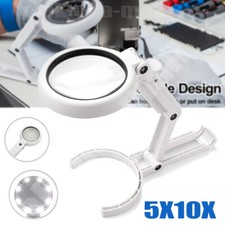 5X 10X Lupe mit 8 LED Licht Desktop Stand Leselupe Vergrößerung Arbeitslupe DHL