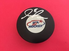 Joe Pavelski Captain America USA Hockey Signed Auto Puck