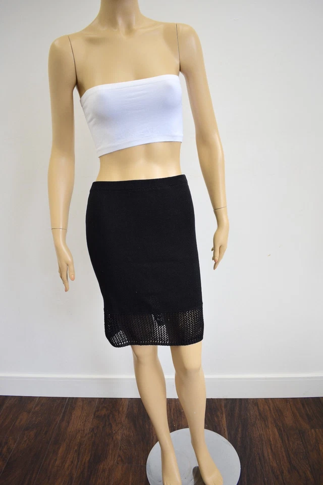 Falda KIM & KELLY DESIGNER NEGRA 100 % Algodón Hasta la Rodilla Talla Mediana En Oferta Foto 4 de 4