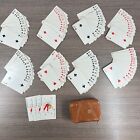Vtg 1940s Leather Playing Card Case w/ McMillan Furniture Decks Camp Lejeune, Nc