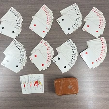 VTG 1940s Leather Playing Card Case w/ McMillan Furniture Decks Camp Lejeune, NC