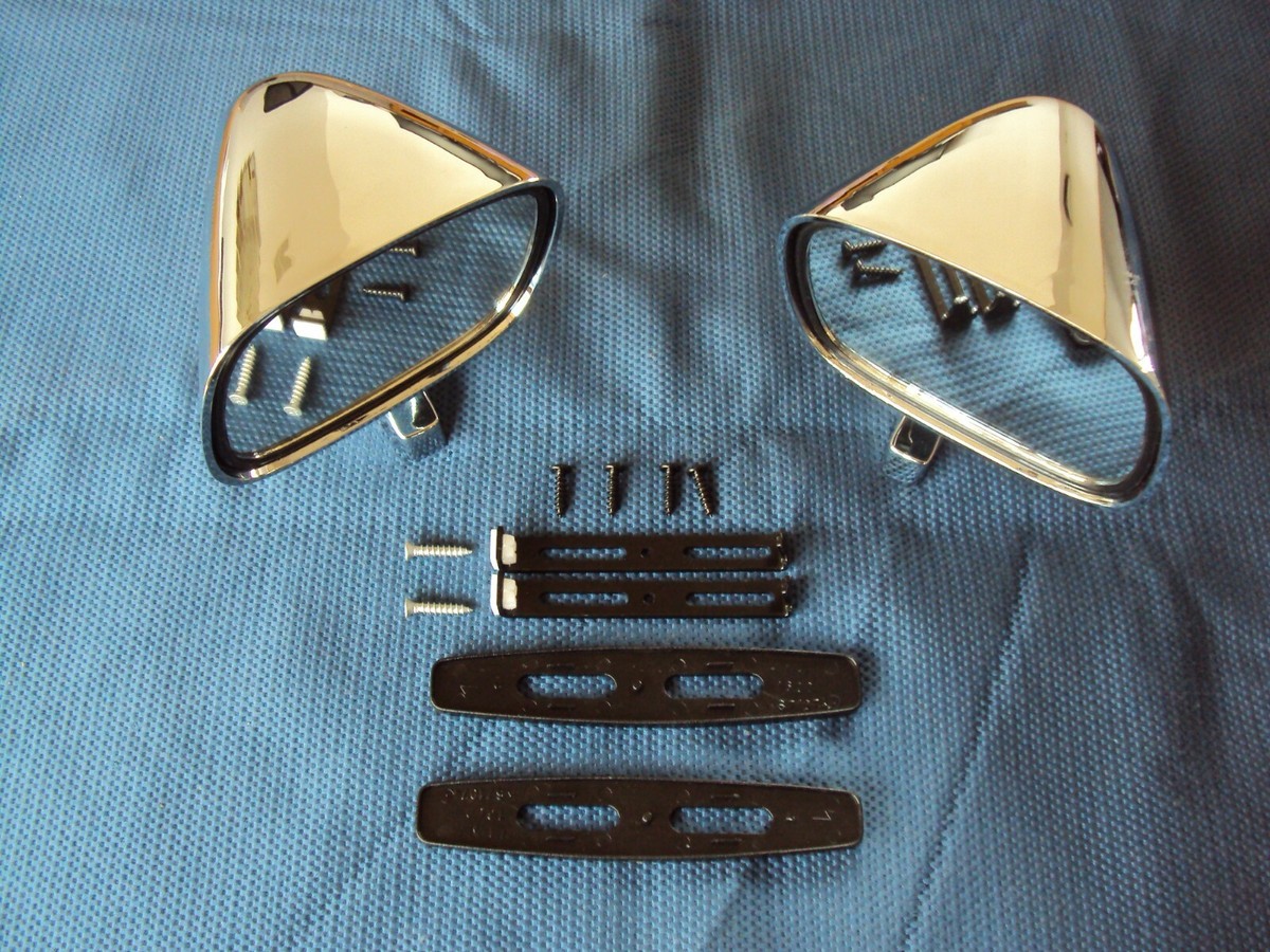 CHROME MIRRORS MUSCLE CAR RESTOMOD HOT ROD LOW RIDER CLASSIC NOS R