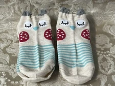 Women's Cute Cartoon OWL W/ FUZZY EARS Pattern Ankle Socks Fashion Sock Set Of 2