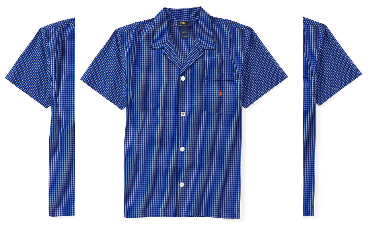 Тканый пижамный топ Polo Ralph Lauren Roberts в клетку с коротким рукавом синий Размер L 6190₽