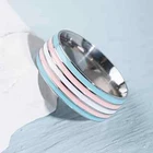 Band Silver-Tone Stainless Steel Pride Transgender Ring Size 12 New B2262