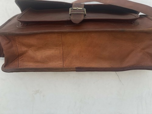 18" Mens Vintage Leather Satchel Messenger Male HandBag Laptop Briefcase Bag - Foto 4 di 6
