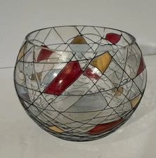 Calypso Mosaic Style Votive Candle/Tealight Holder, Vase, Or Bowl 4" H x 5.5" W