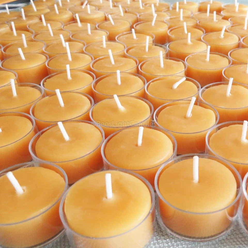 🐝 100 Beeswax Tealights BULK 100% Pure Natural Candles / USA Honey Tea Lights - Image 2 of 4