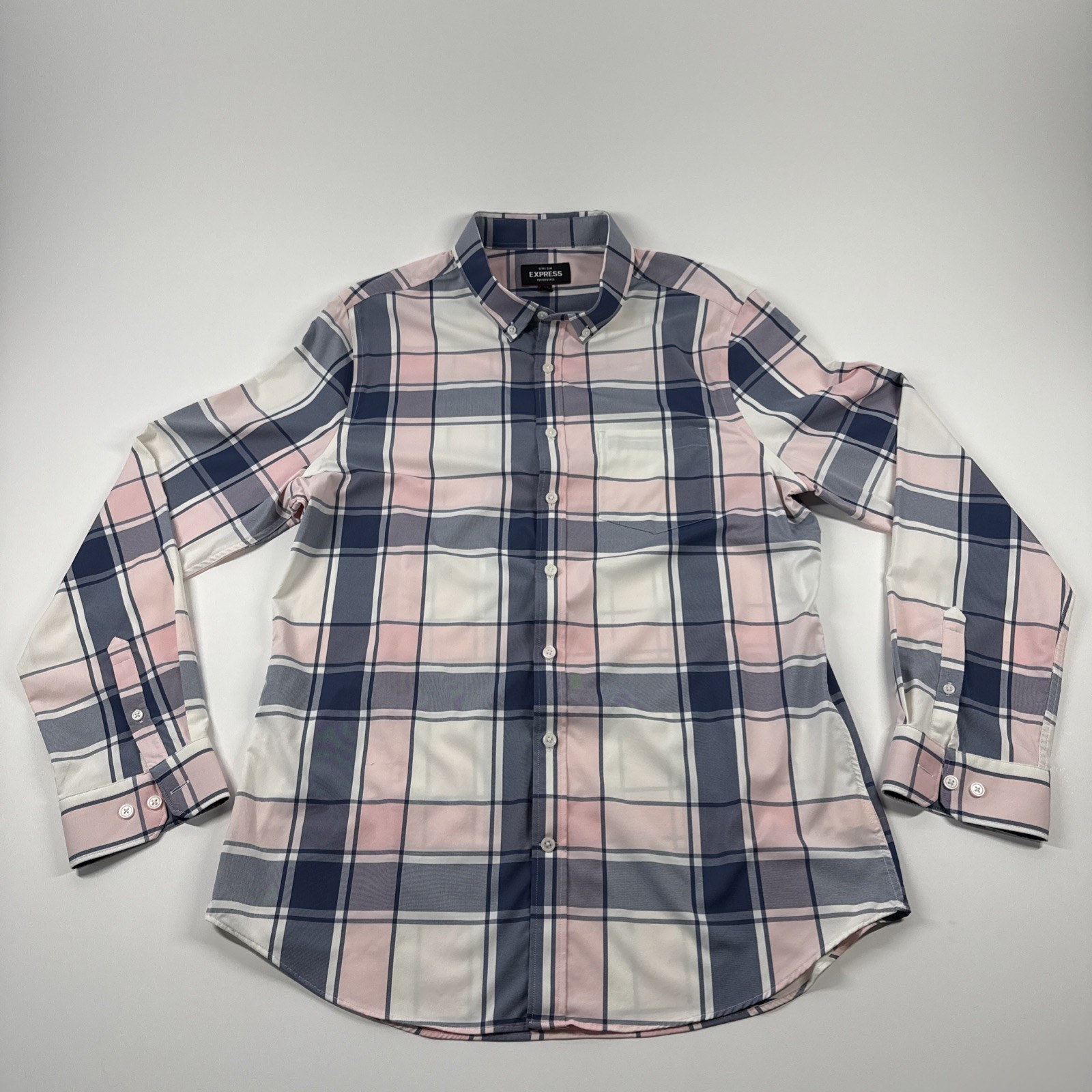 Express Performance Long Sleeve Button Down Slim … - image 1