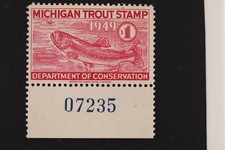 1949 Michigan Trout Fishing License Stamp MNH Revenue