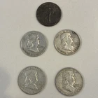4 Franklin & 1 Walking Liberty Half Dollar 90% Silver 1943 1953 (2)1960 1963 Lot