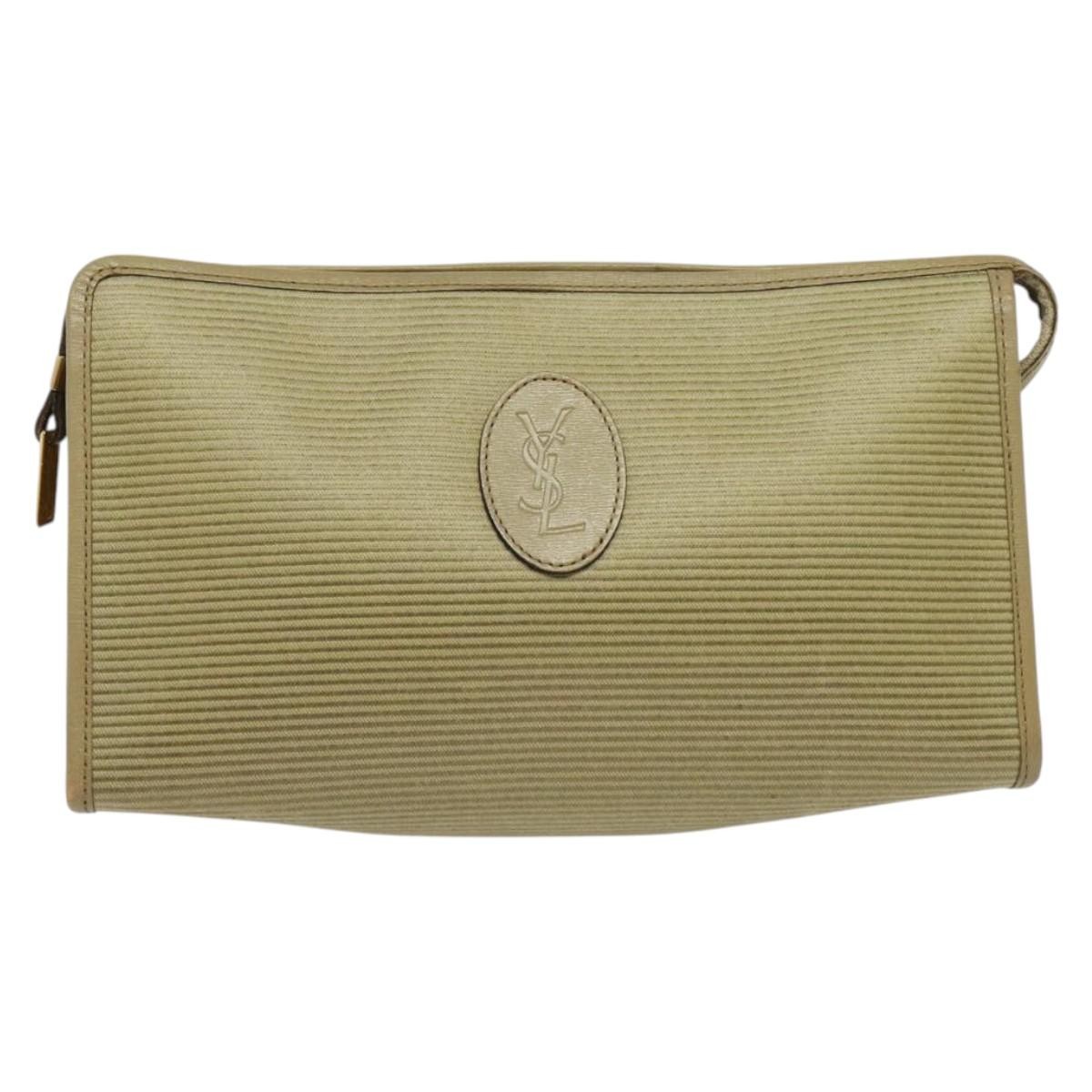 Pochette Yves Saint Laurent in tela beige autentica