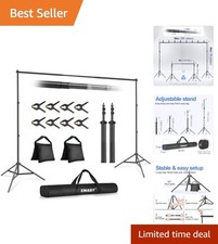 Durable 10x7FT Black Backdrop Stand with Retractable Crossbar for Photography